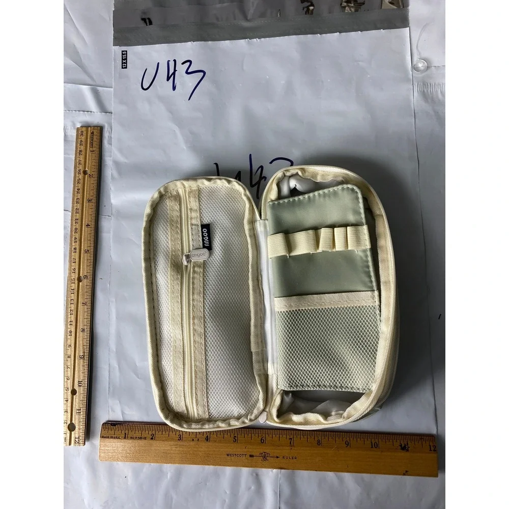 Cosmetic Bag Pouch‎ Organizer Travel Makeup Toiletry Light Green Cream